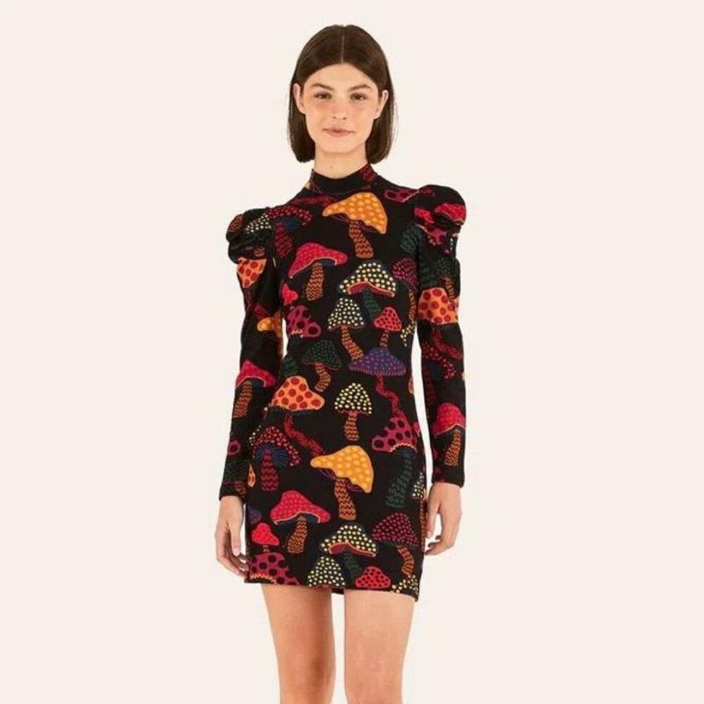 FARM Rio Colorful Mushroom Long Sleeve Dress